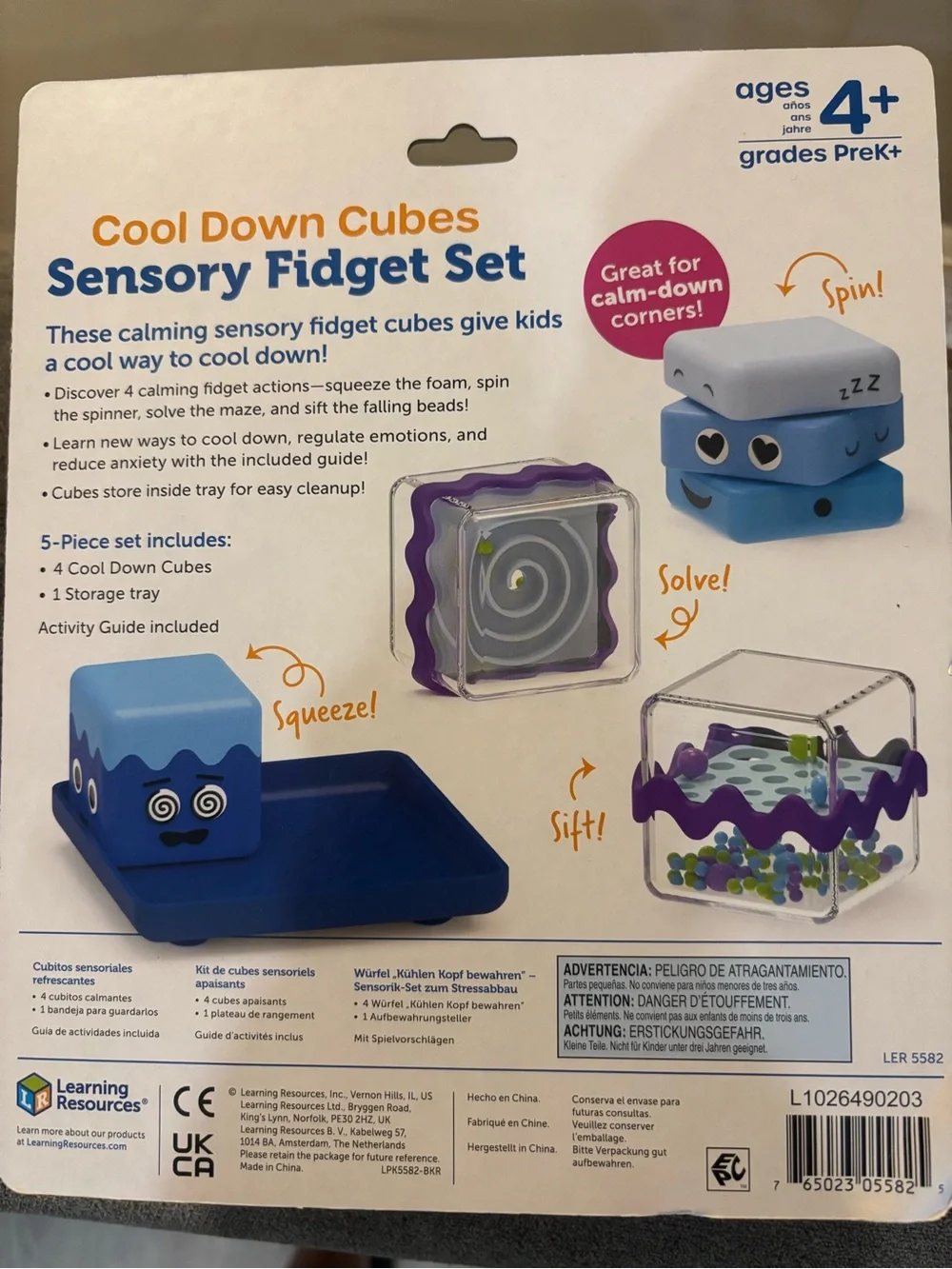 Learning Resources Cool Down Cubes Sensory Fidget Set - Blue